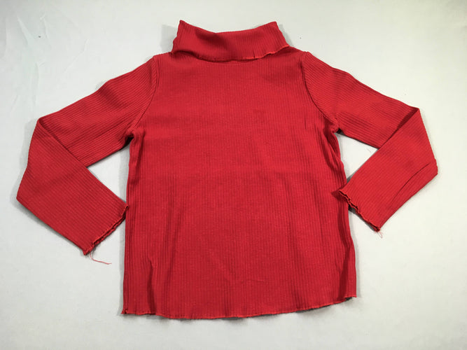 T-shirt col roulé rouge côtes, moins cher chez Petit Kiwi