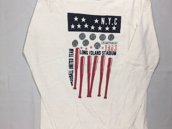 T-shirt m.l blanc flammé NYC