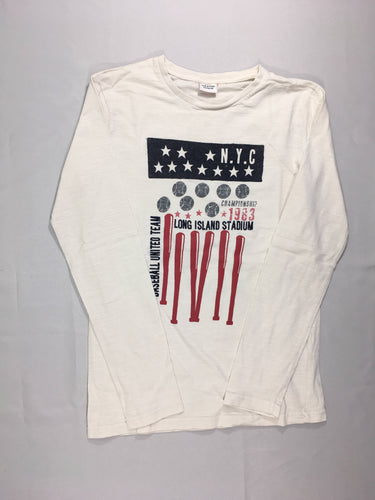 T-shirt m.l blanc flammé NYC, moins cher chez Petit Kiwi