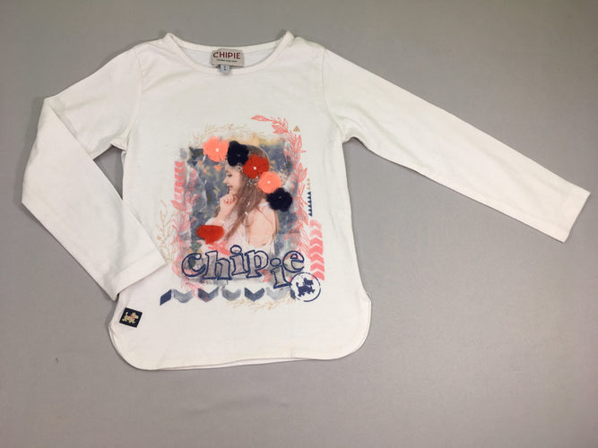 T-shirt m.l blanc fille fleurs tulle chipie, moins cher chez Petit Kiwi