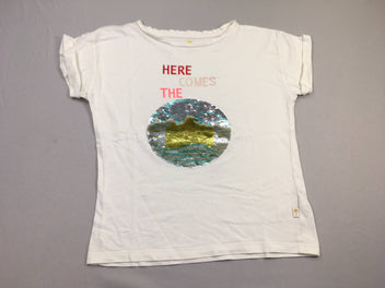 T-shirt m.c blanc planète sequins