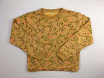 Sweat moutarde double velours fleurs