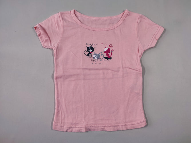T-shirt m.c rose clair chats (flocage un peu abimé), moins cher chez Petit Kiwi