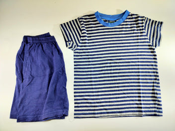 Pyjama 2pcs jersey , T-shirt m.c rayé bleu marine, gris + Short bleu marine