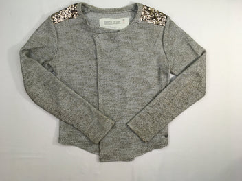 Gilet blazer style tweed gris chiné épaules sequins