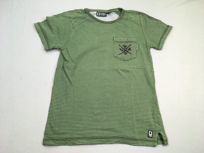 T-shirt m.c vert rayé vert poche croix, moins cher chez Petit Kiwi
