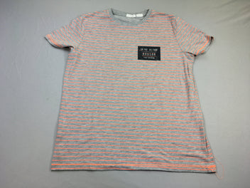 T-shirt m.c gris rayé corail