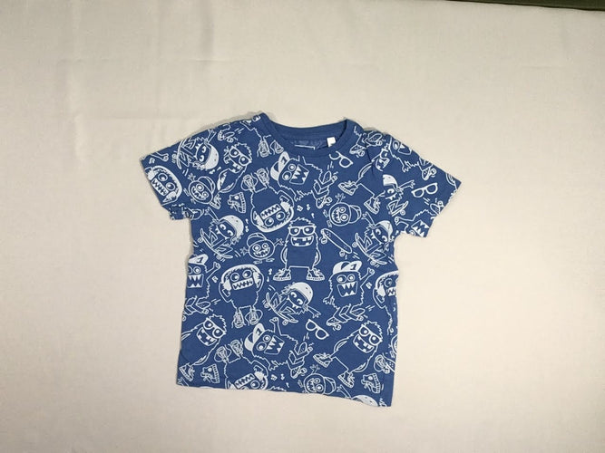 T-shirt m.c bleu monstres, moins cher chez Petit Kiwi