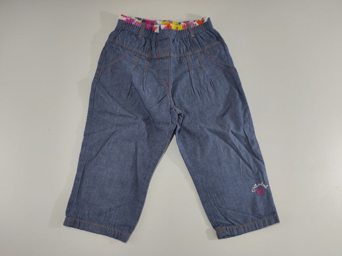 Pantalon couleur denim, broderies à l'avant et à l'arrière   "Catimini", moins cher chez Petit Kiwi