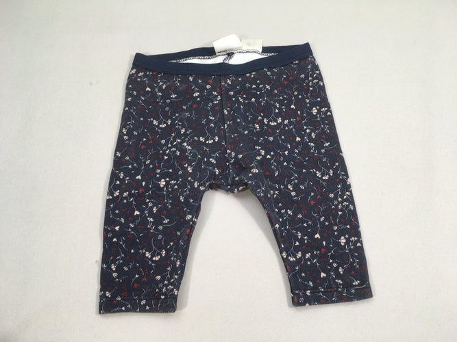 Legging court bleu foncé  fleurs, moins cher chez Petit Kiwi
