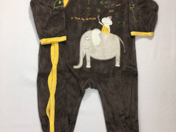 Pyjama velours brun/jaune mammouth