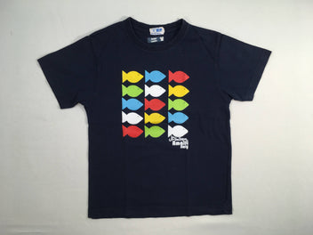 T-shirt m.c bleu foncé poissons