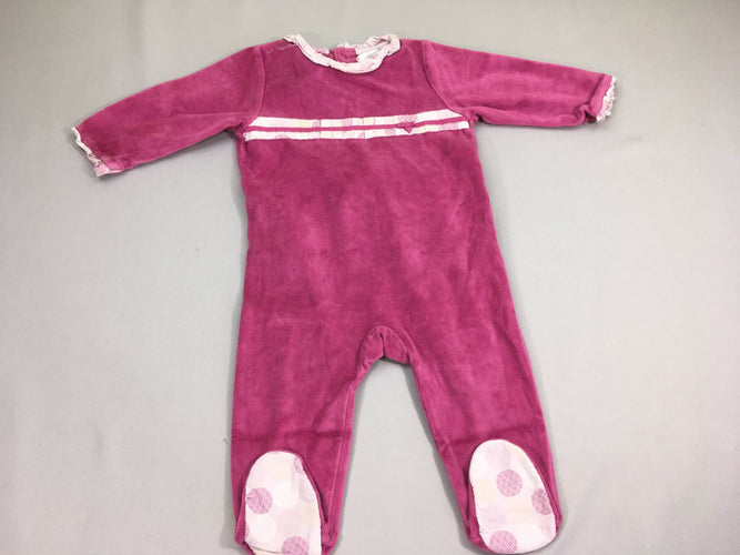 Pyjama velours rose col, moins cher chez Petit Kiwi