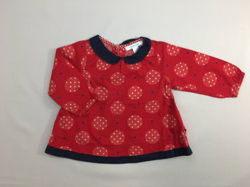 Blouse m.l rouge pois col