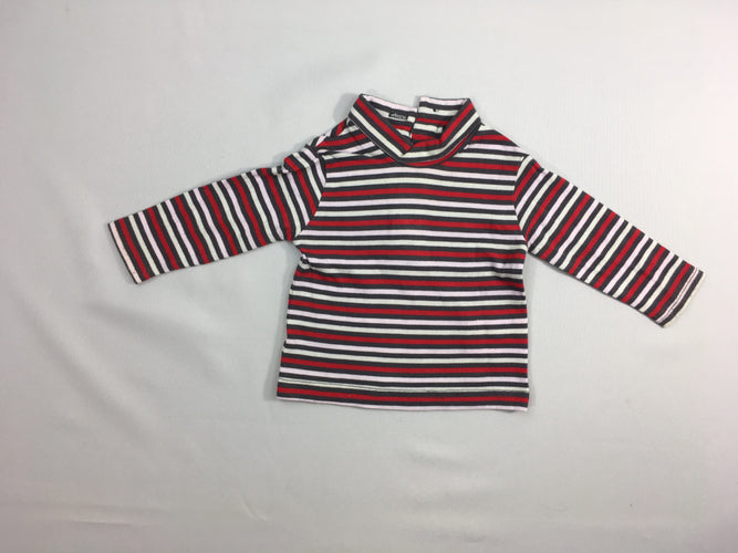 T-shirt m.l col roulé rayé rouge/gris/rose, moins cher chez Petit Kiwi