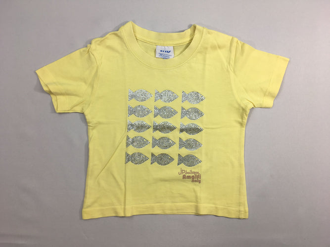 T-shirt m.c jaune poissons strass, moins cher chez Petit Kiwi