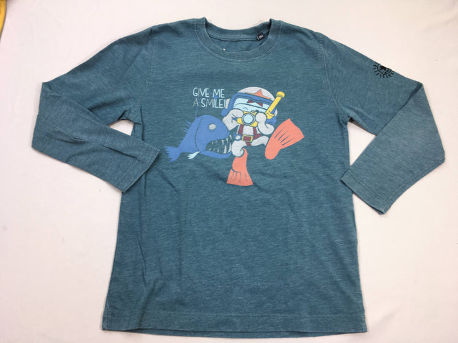 T-shirt m.l bleu flammé mer, moins cher chez Petit Kiwi