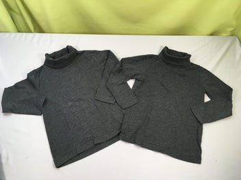 2 T-shirt col roulé gris chiné foncé, boulochés