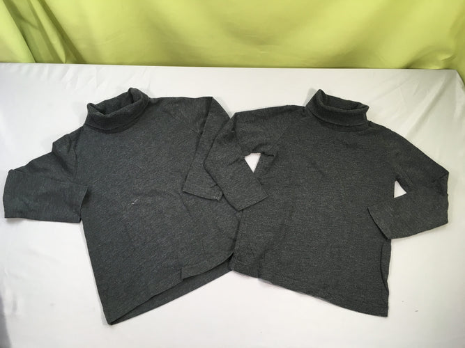 2 T-shirt col roulé gris chiné foncé, boulochés, moins cher chez Petit Kiwi