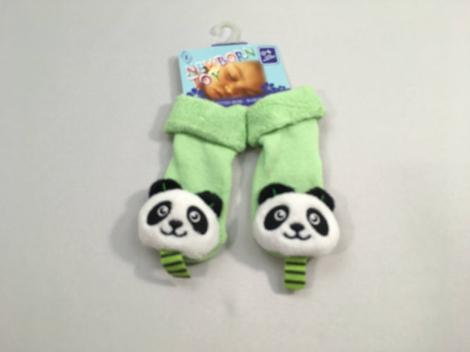 NEUF chaussettes vertes pandas, 0-6m, moins cher chez Petit Kiwi