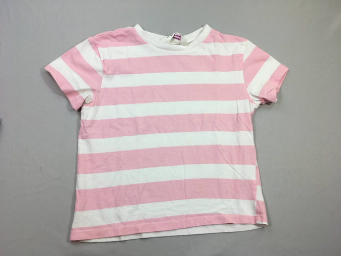 T-shirt m.c blanc rayé rose, moins cher chez Petit Kiwi