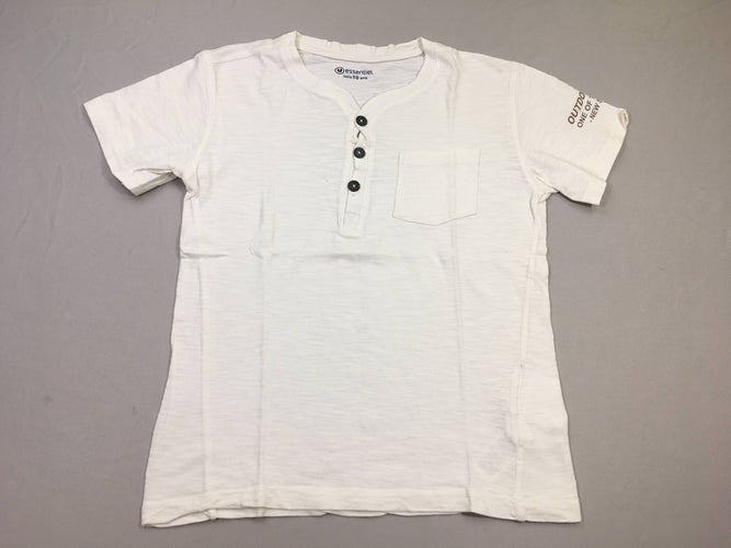 T-shirt m.c blanc flammé col boutonné, moins cher chez Petit Kiwi