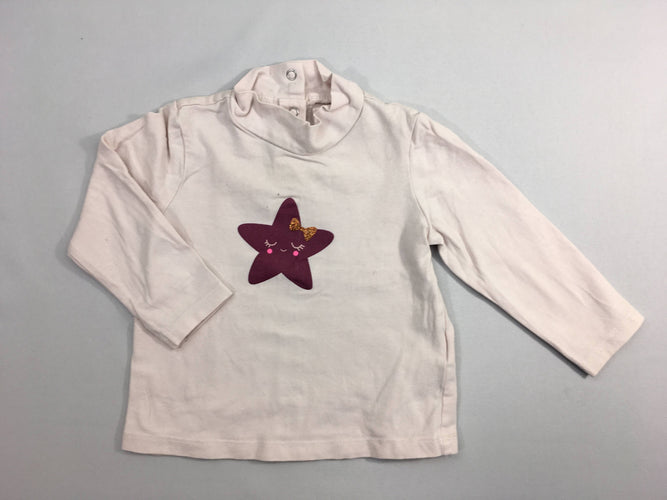 T-shirt m.l rose col montant étoile, moins cher chez Petit Kiwi
