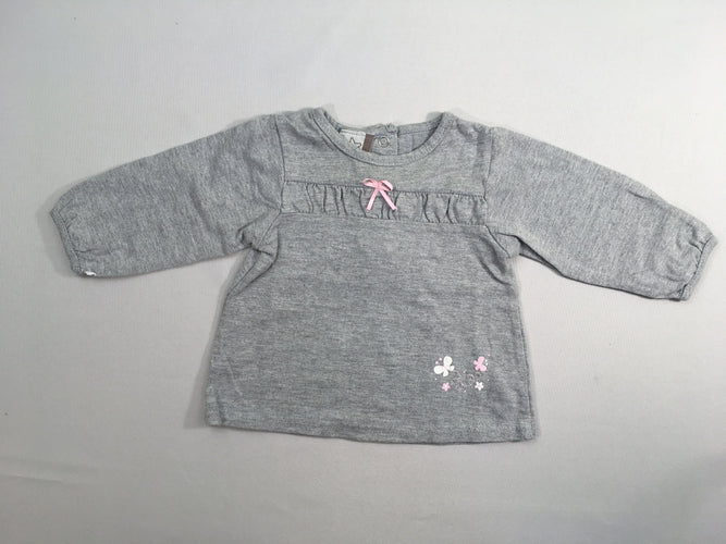 T-shirt m.l gris noeud rose, moins cher chez Petit Kiwi