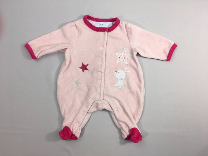 Pyjama velours rose étoile, moins cher chez Petit Kiwi