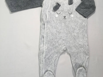 Pyjama velours gris lapin oreilles