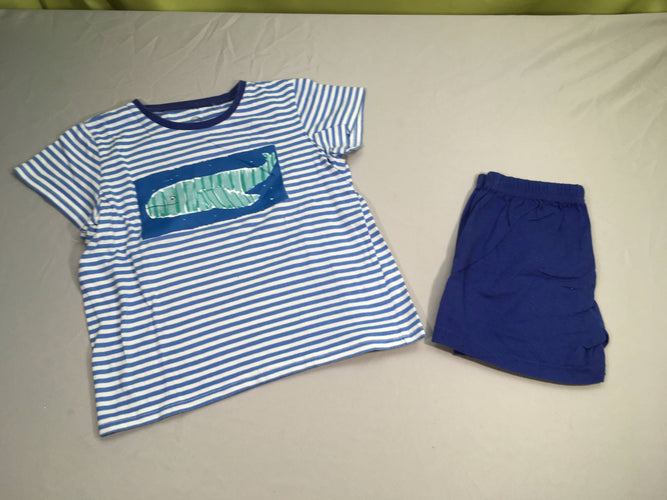 Pyjashort 2pcs jersey bleu rayé blanc, Veritas, moins cher chez Petit Kiwi
