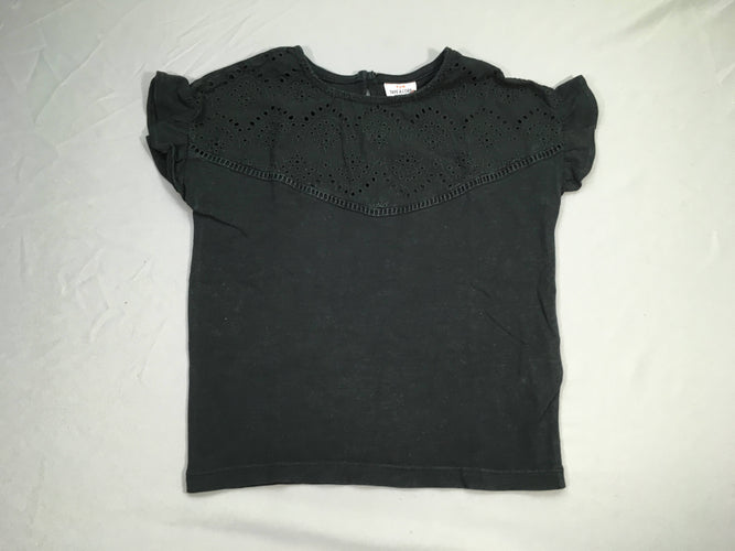T-shirt m.c noir flammé broderies, moins cher chez Petit Kiwi