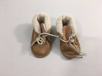 Chaussures souples/Chaussons peau retournée brunes fourées