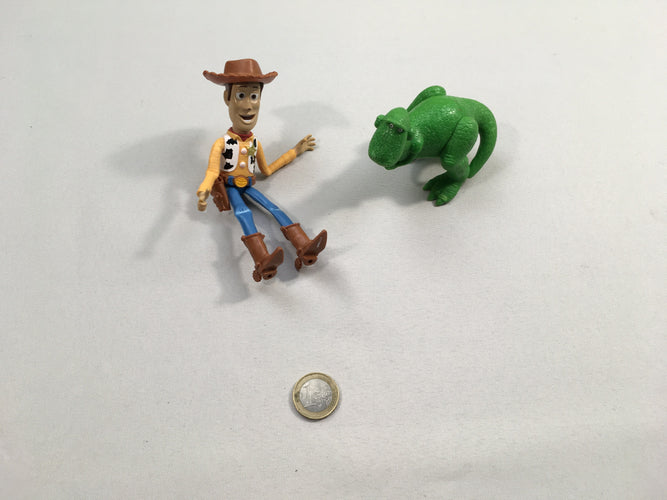 2 Figurines articulées shérif Woody 13cm + Rex, moins cher chez Petit Kiwi