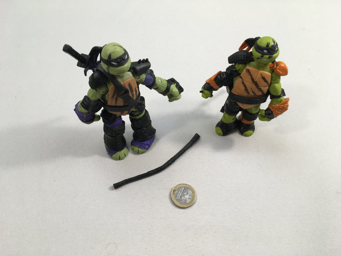 2 Figurines Tortue Ninja-Donatelo 14cm + Raphaelo 11cm, moins cher chez Petit Kiwi