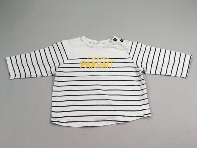 T-shirt m.l blanc rayé bleu marine Parfait, moins cher chez Petit Kiwi