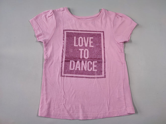 T-shirt m.c rose paillettes "Love to dance", moins cher chez Petit Kiwi
