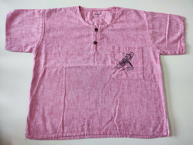 T-shirt m.c rose col rond boutons, moins cher chez Petit Kiwi
