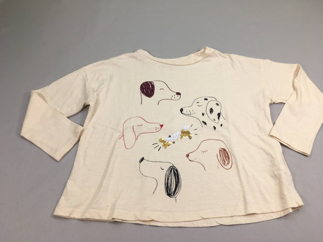 T-shirt m.l beige flammé chiens sequins, moins cher chez Petit Kiwi