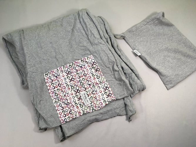 Simply good écharpe de portage gris chiné/blanc motifs, moins cher chez Petit Kiwi