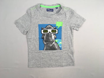 T-shirt m.l gris flammé dinosaure lunettes