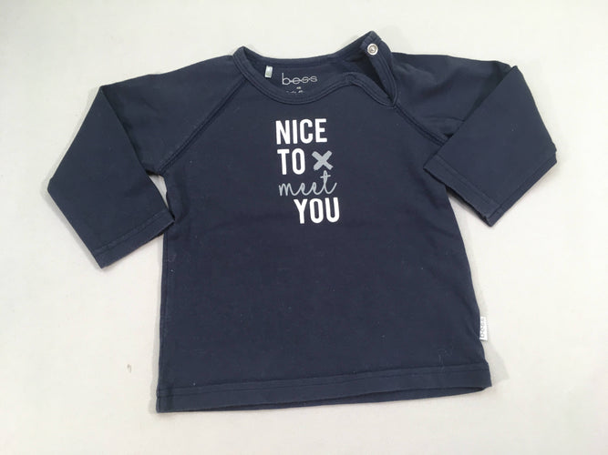 T-shirt m.l bleu foncé Nice to meet you, moins cher chez Petit Kiwi