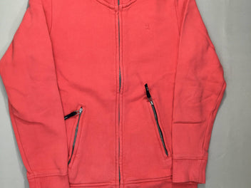 Sweat zippé rose col montant, petit accroc sur la manche