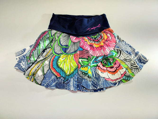 Jupe blanche motifs multicolores avec sequins taille lastique