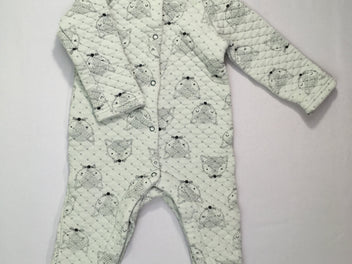Combi Pyjama molleton matelassé kaki clair renards