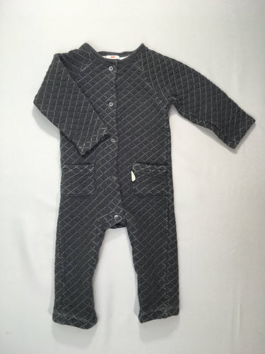 Combi Pyjama molleton matelassé gris poches, moins cher chez Petit Kiwi