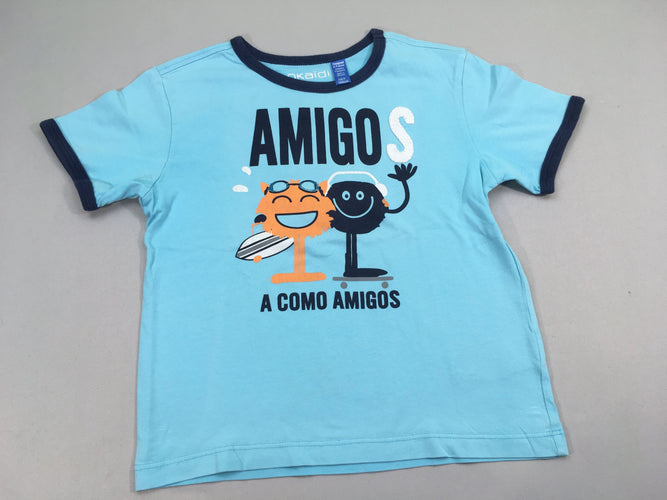 T-shirt m.c bleu clair Amigos, moins cher chez Petit Kiwi
