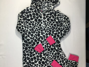 Combinaison velours zippée gris léopard à capuche