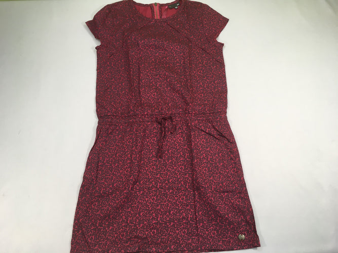 Robe m.c bordeau fleurie anthracite tirette au dos, moins cher chez Petit Kiwi