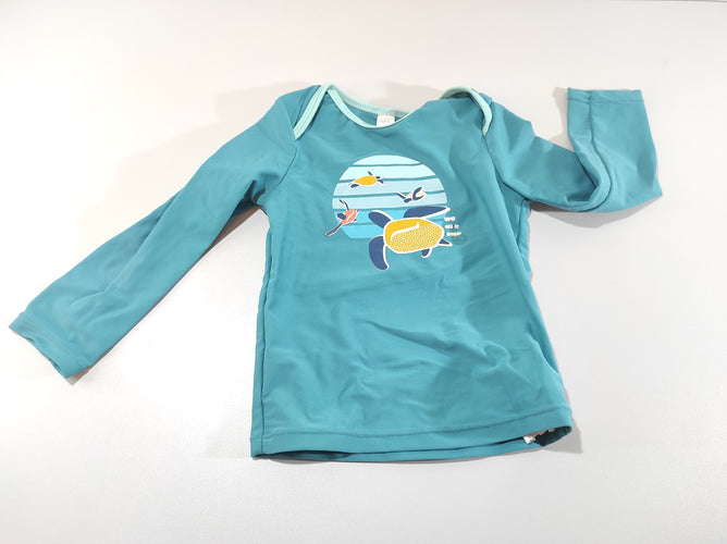 T-shirt m.l anti UV  turquoise , tortues, moins cher chez Petit Kiwi